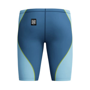 Speedo boys' Fastskin HyperSpark solid jammer in night/sevres blue, designed for youth swim training and competitions.