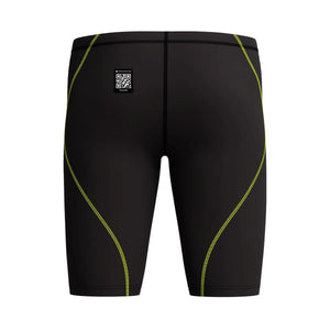 Black Speedo Men's Fastskin HyperSpark solid jammer for competitive swimming, designed for optimal performance and comfort.