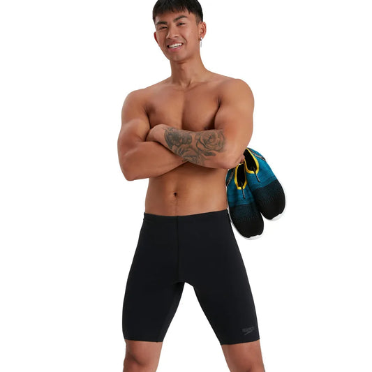 Speedo men's Eco Endurance+ jammer swimming suit featuring a sleek design and comfortable fit for competitive swimming. 1000