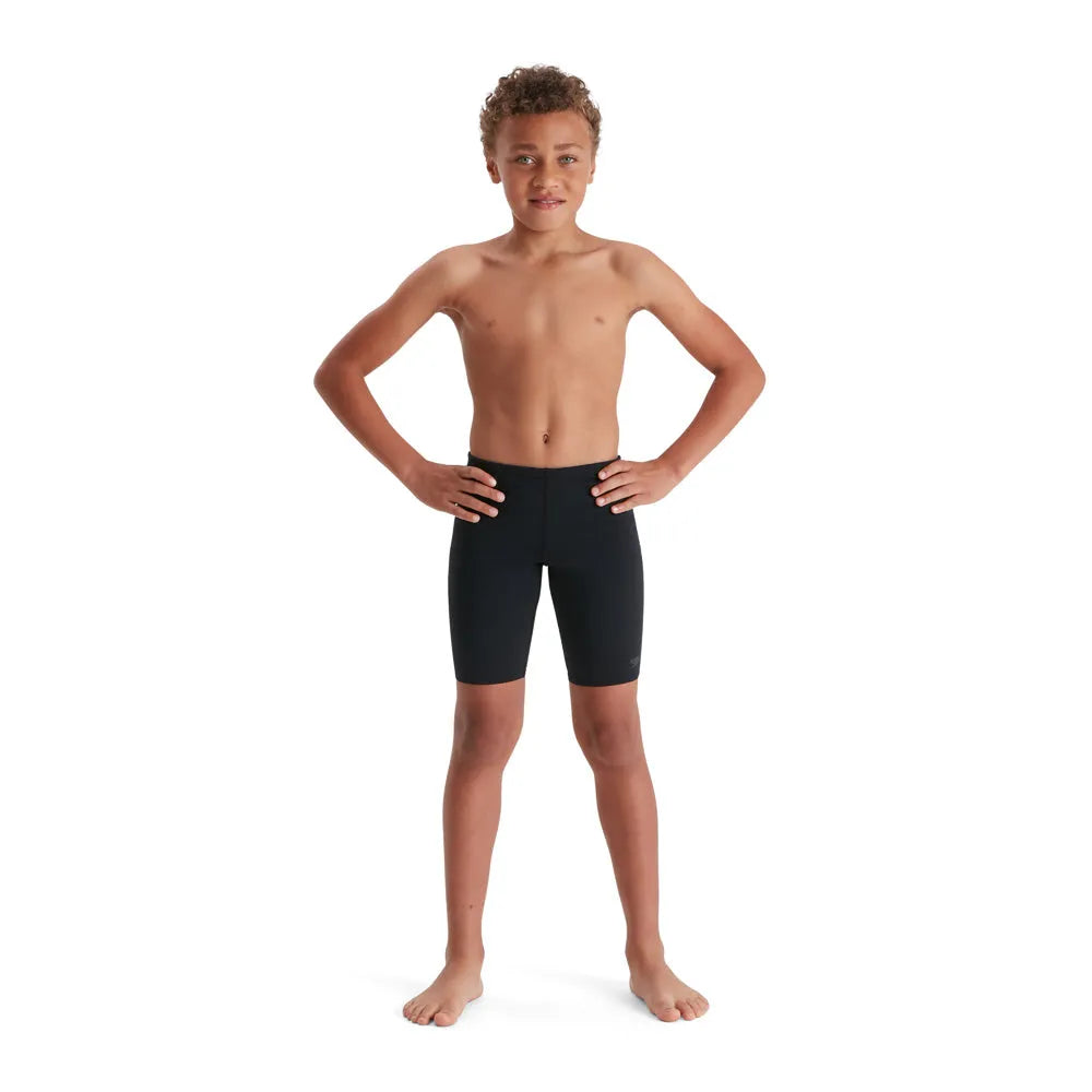Speedo boys' Eco Endurance+ jammer for ages 5-6, navy blue swim jammers with Speedo logo, designed for durability and comfort
