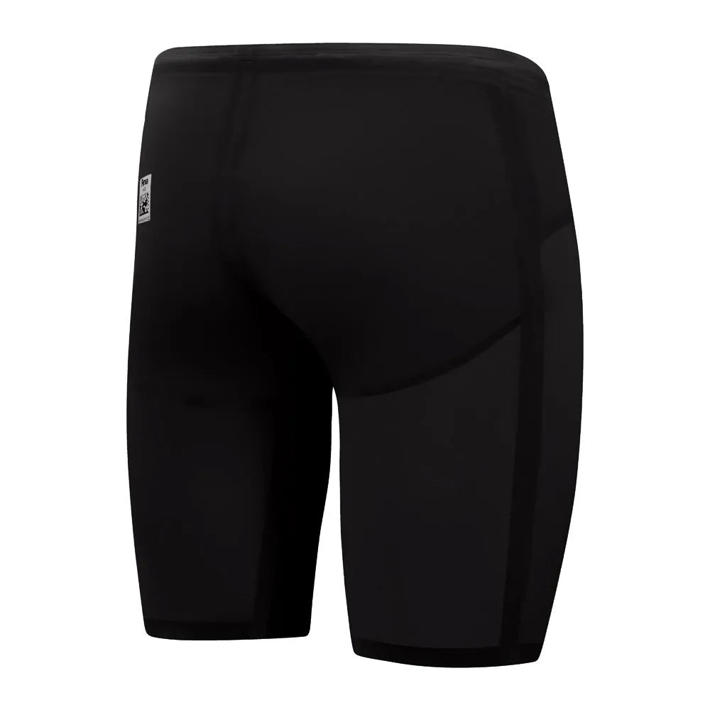 Speedo men's Fastskin LZR Pure Valor 2 black jammer swimsuits for competitive swimming.