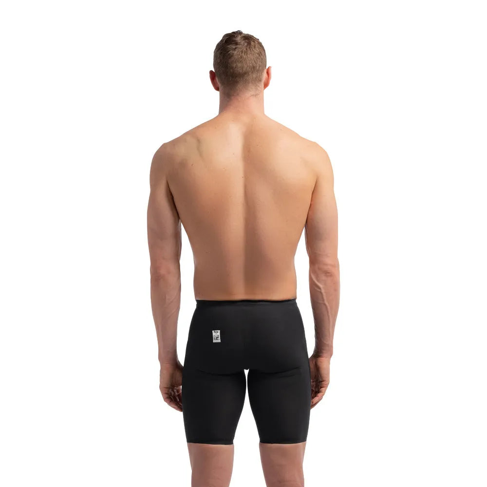 Speedo men's Fastskin LZR Pure Valor 2 black jammer swimming suit for competitive swim training and racing.