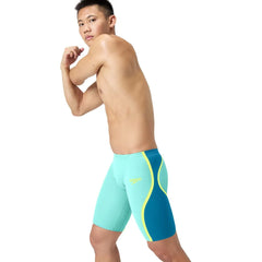 Speedo Men's Fastskin LZR Pure Intent 2.0 Jammers in Arctic Glass, close-up of sleek, fitted swimwear fabric.