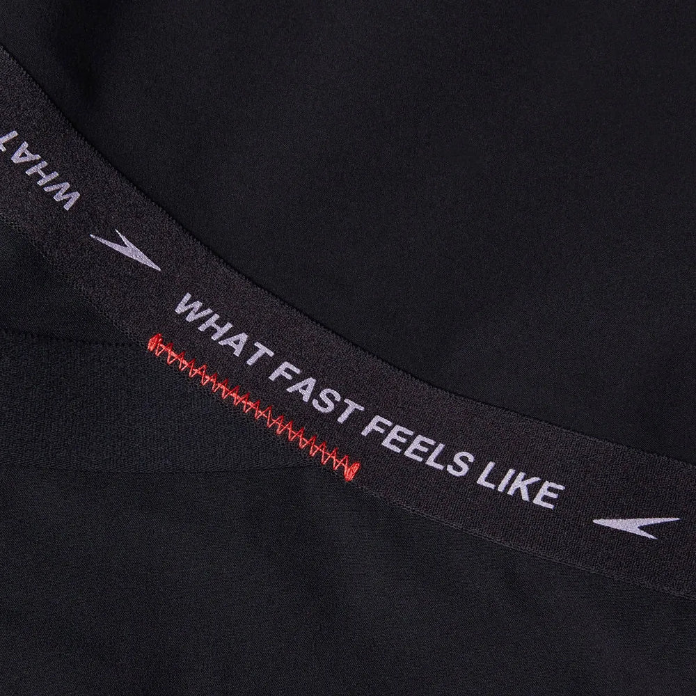 Speedo Men's Fastskin LZR Pure Intent 2.0 Jammer in Flame Red, Picton Blue, and Snow Reflective with a sleek swimwear design.