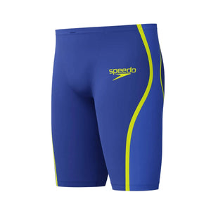 Speedo men's Fastskin LZR Pure Intent 2.0 purple jammer, close-up view of the snug, performance swimwear for competitive swimming.