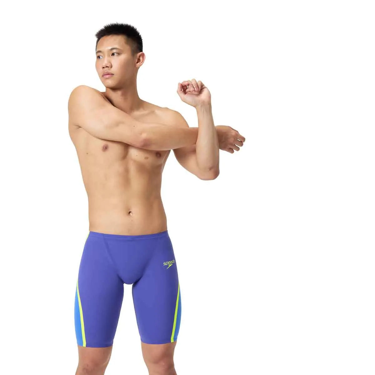 Speedo men's Fastskin LZR Pure Intent 2.0 purple jammers, sleek swimwear designed for competitive swimming.