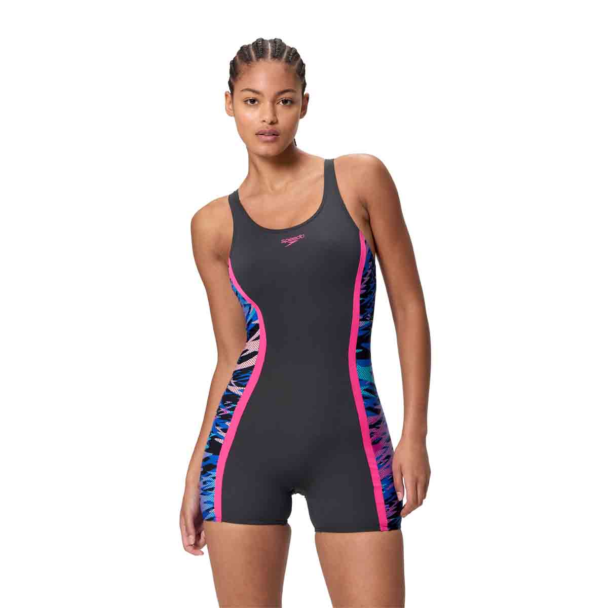 Speedo Womens HyperBoom Splice Muscleback Legsuit - Anthracite/Margarita Pink | Allens Of Kingsbury