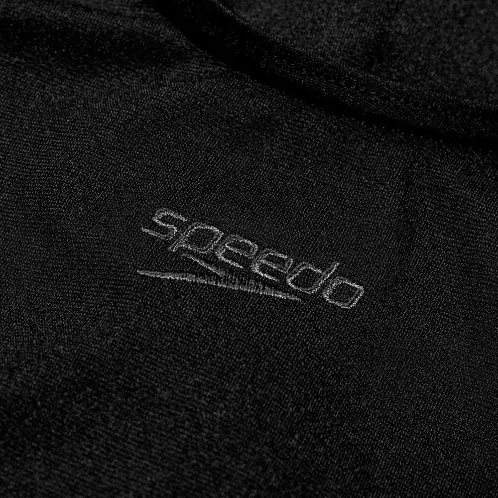 Black Speedo girls ECO Endurance+ legsuit for ages 7-8, featuring a sleek design and durable swimwear material.
