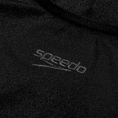 Black Speedo girls ECO Endurance+ legsuit for ages 7-8, featuring a sleek design and durable swimwear material.