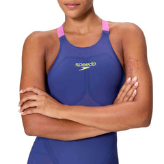 Speedo Womens Fastskin LZR Pure Valor 2.0 Openback Kneeskin - Noble Navy/Jelly | Allens Of Kingsbury