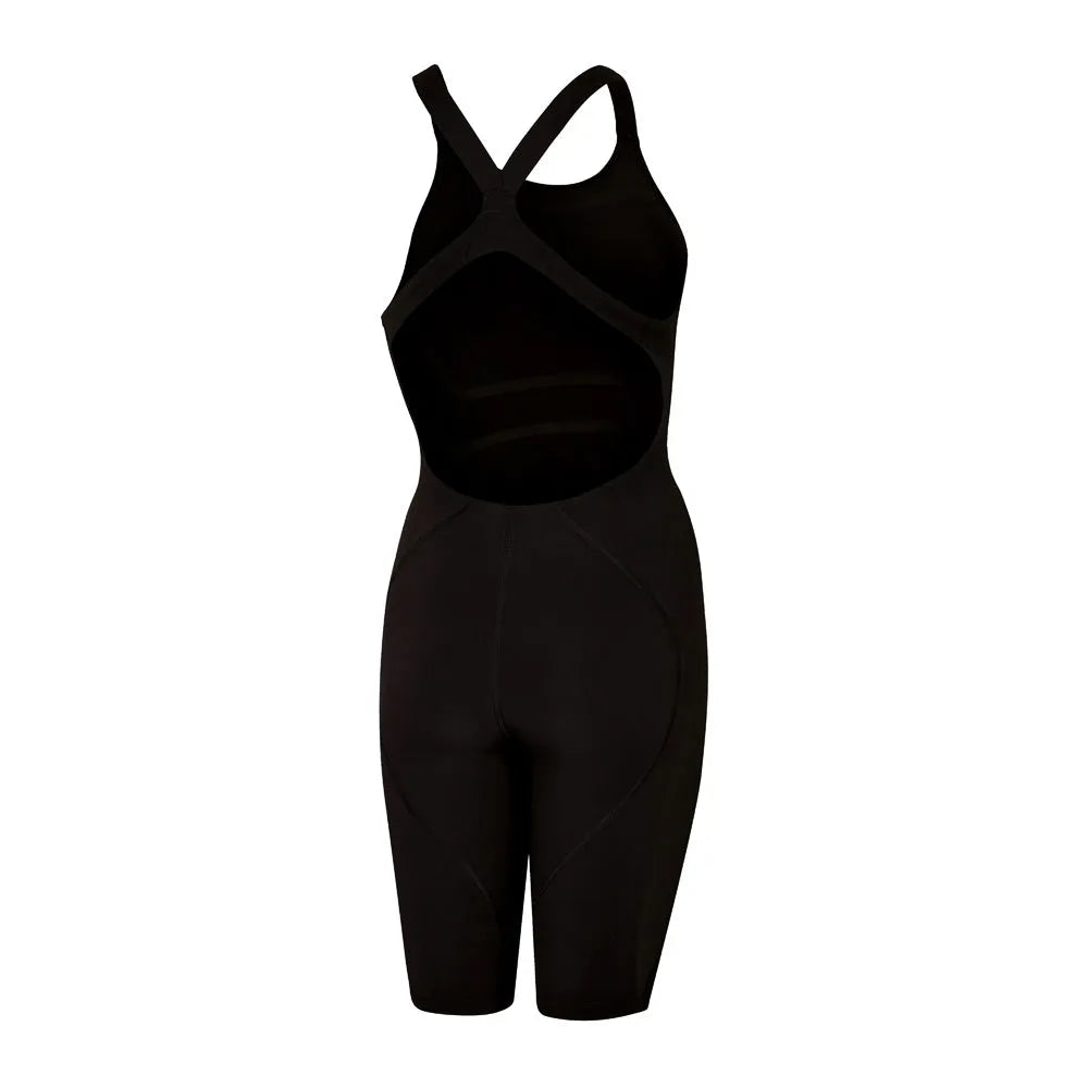 Black Speedo Women's Fastskin LZR Ignite Kneeskin, a sleek competitive swimsuit designed for optimal performance.