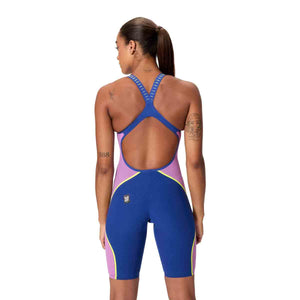 Speedo Womens Fastskin LZR Pure Intent 2.0 Openback Kneeskin - Noble Navy/Jelly/Hyper Yellow | Allens Of Kingsbury
