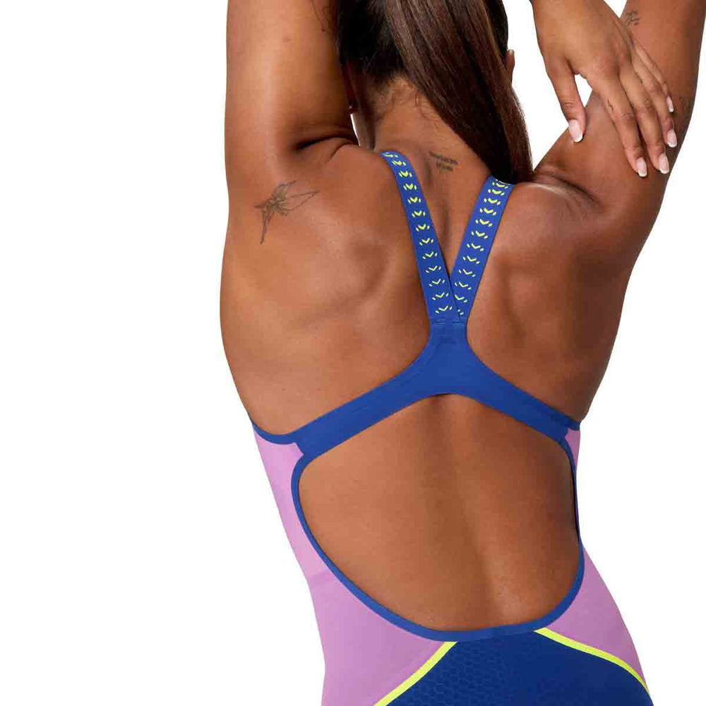 Speedo Womens Fastskin LZR Pure Intent 2.0 Openback Kneeskin - Noble Navy/Jelly/Hyper Yellow | Allens Of Kingsbury