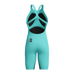 Speedo Women's Fastskin LZR Pure Valor 2.0 openback kneesuit in Arctic Glass, showcasing sleek design and high-performance swimwear.