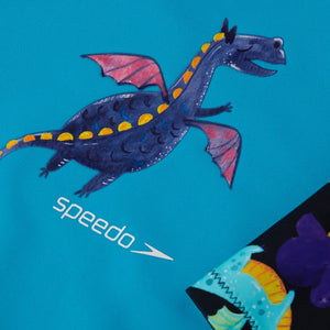 Speedo Boys Long Sleeve Printed Rash Top - Black/Blue | Allens Of Kingsbury
