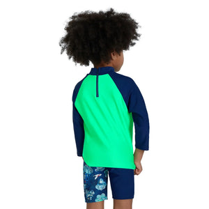 Speedo Boys Long Sleeve Printed Rash Top - Green/Blue | Allens Of Kingsbury