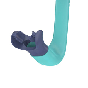 Speedo Bullet Head Snorkel in Arctic Glass and Hapuna Blue, featuring a sleek design for comfortable snorkeling.