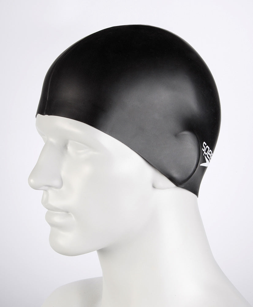 Speedo Flat Silicone Swimming Cap - Black | Allens Of Kingsbury