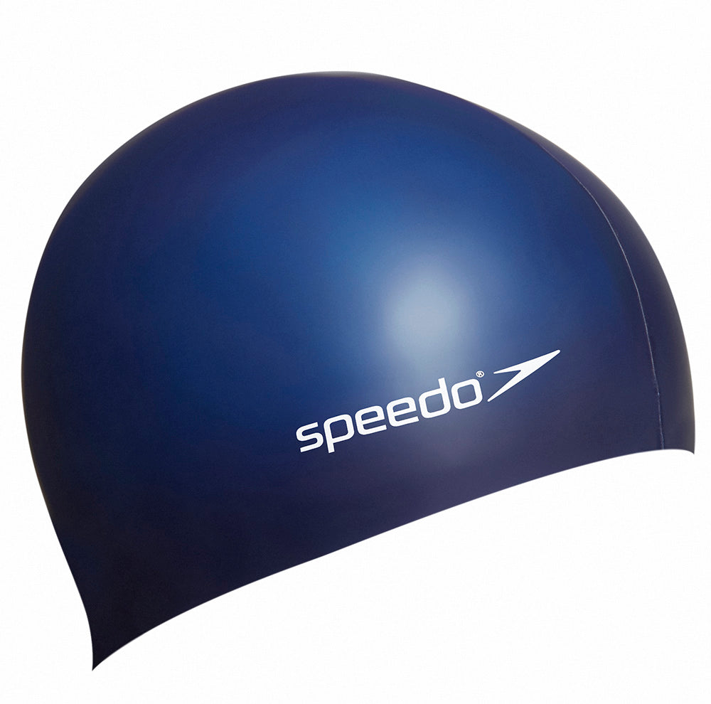 Speedo Plain Flat Silicone Swimming Cap - Blue | Allens Of Kingsbury