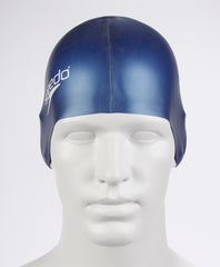 Speedo Plain Flat Silicone Swimming Cap - Blue | Allens Of Kingsbury
