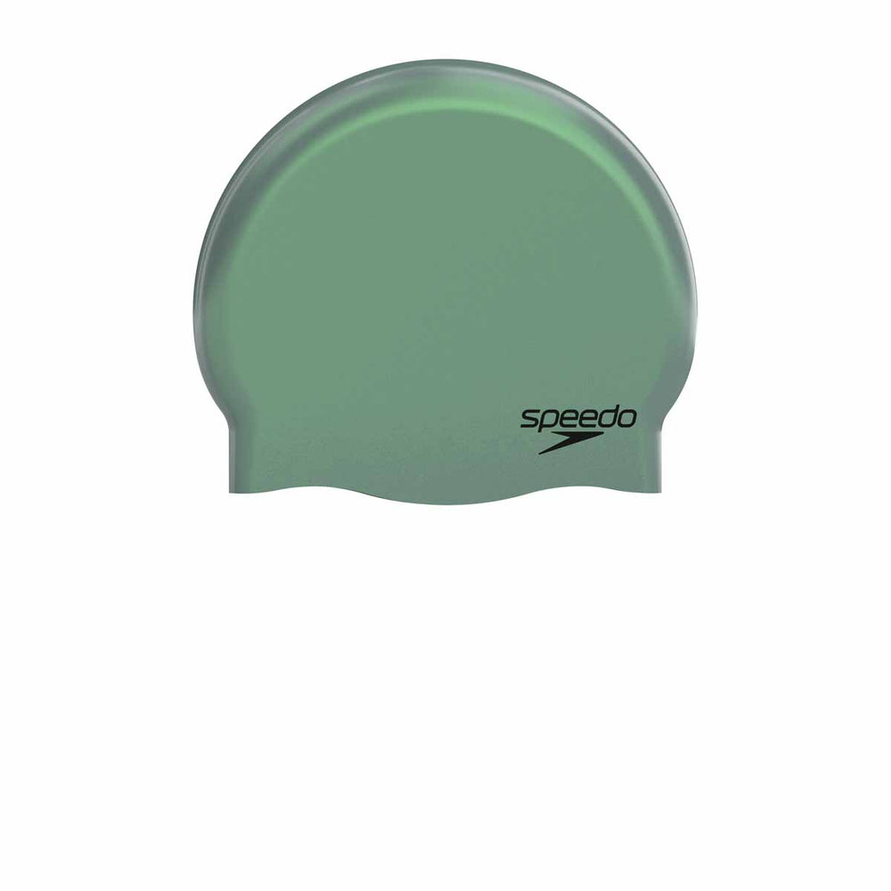 Speedo Plain Moulded Silicone Swimming Cap - Green | Allens Of Kingsbury
