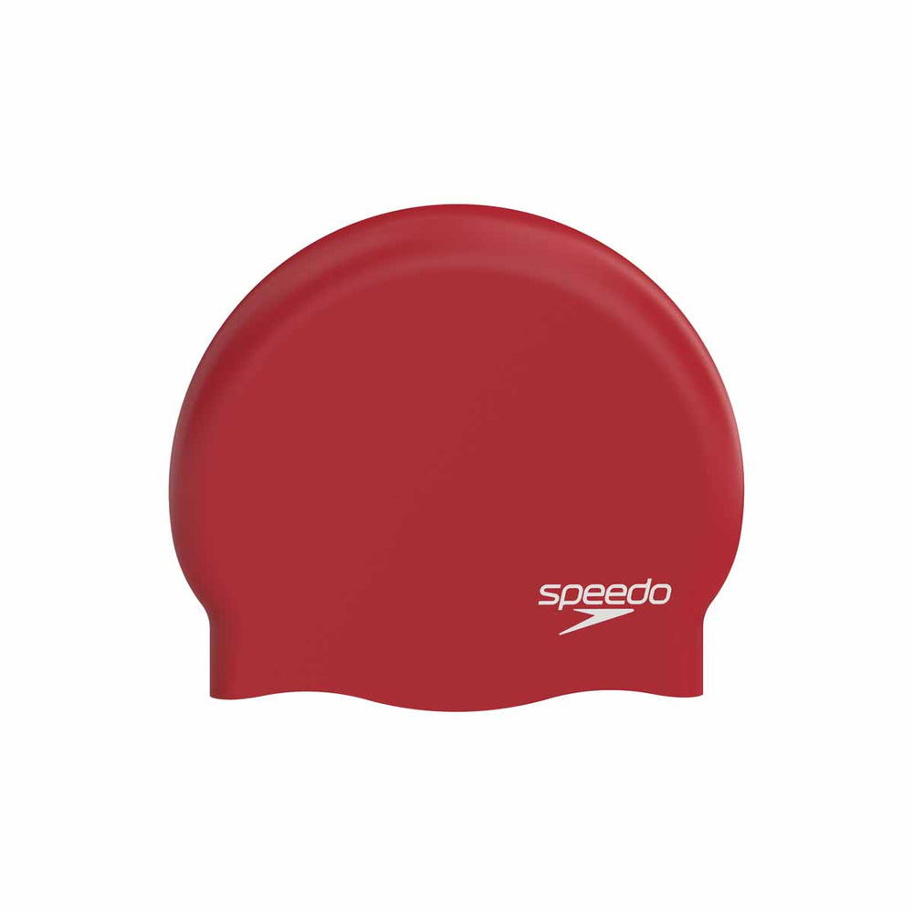 Speedo Plain Moulded Silicone Swimming Cap - Red | Allens Of Kingsbury