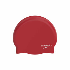 Speedo Plain Moulded Silicone Swimming Cap - Red | Allens Of Kingsbury