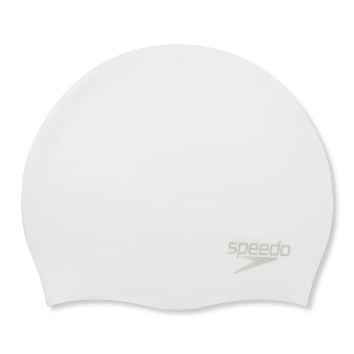 Speedo Plain Moulded Silicone Swimming Cap - White/Silver | Allens Of Kingsbury