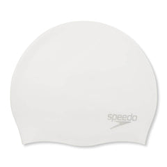 Speedo Plain Moulded Silicone Swimming Cap - White/Silver | Allens Of Kingsbury