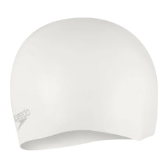 Speedo Plain Moulded Silicone Swimming Cap - White/Silver | Allens Of Kingsbury