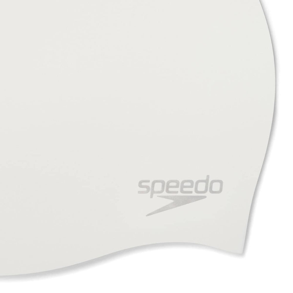 Speedo Plain Moulded Silicone Swimming Cap - White/Silver | Allens Of Kingsbury