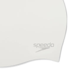 Speedo Plain Moulded Silicone Swimming Cap - White/Silver | Allens Of Kingsbury