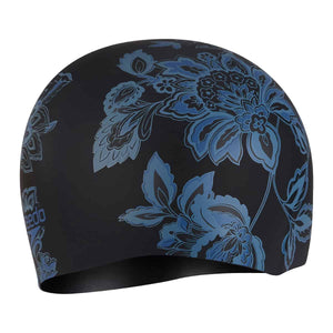 Speedo Printed Long Hair Swimming Cap - Black/Sevres Blue | Allens Of Kingsbury
