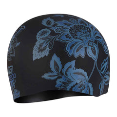Speedo Printed Long Hair Swimming Cap - Black/Sevres Blue | Allens Of Kingsbury