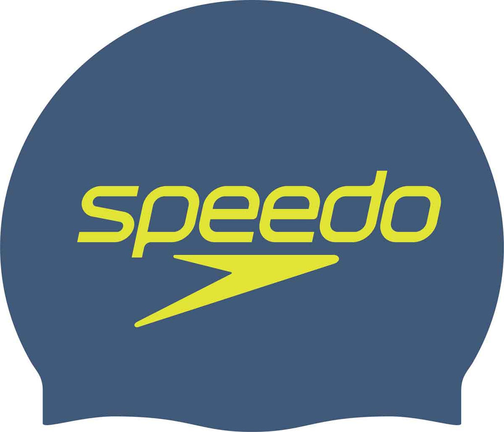 Speedo Slogan Printed Silicone Swimming Cap - Night/Safety Yellow | Allens Of Kingsbury