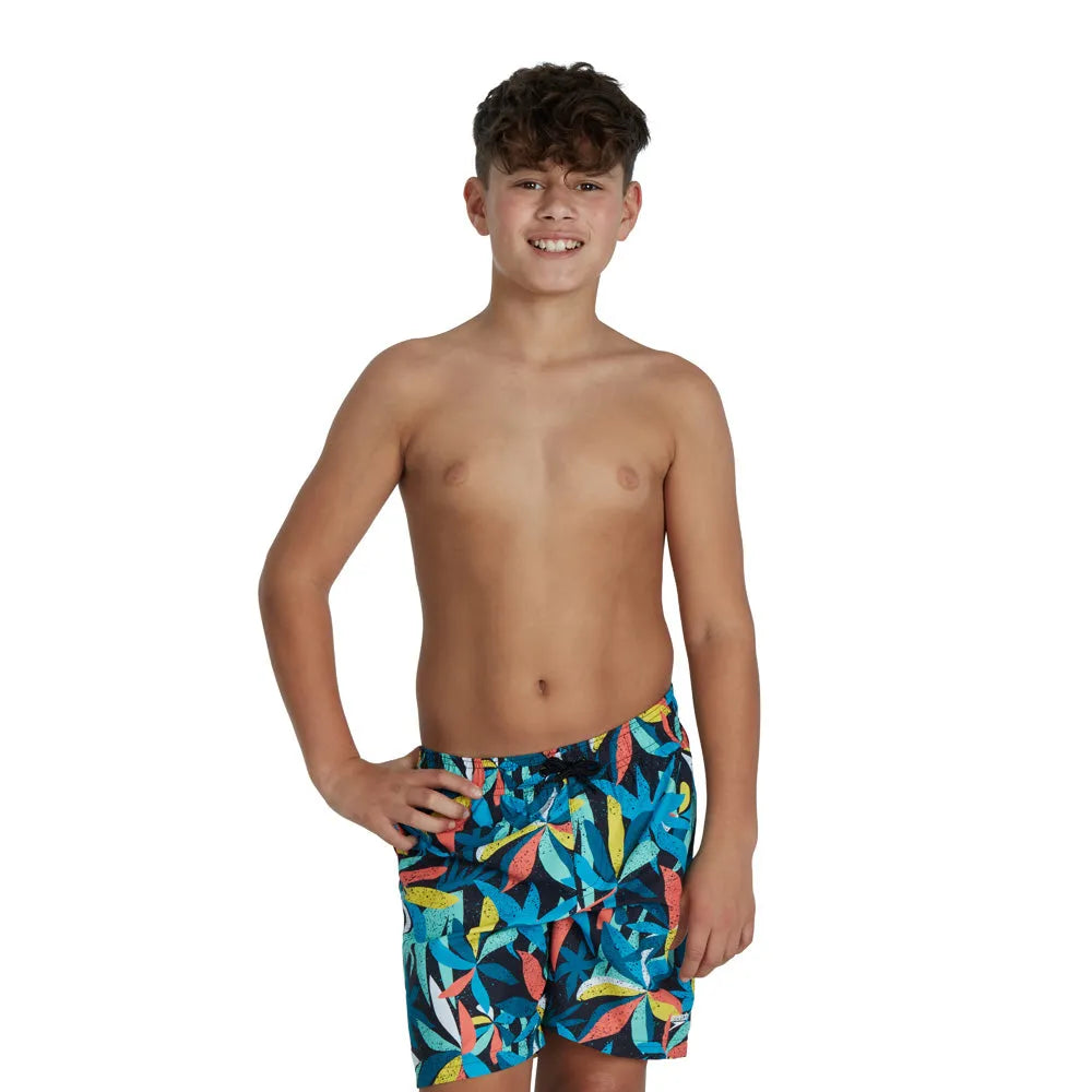 Speedo Boys Printed Leisure 15" Watershort - Blue/Yellow - Allens Swimwear