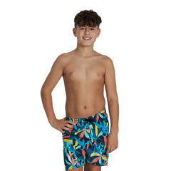 Speedo Boys Printed Leisure 15" Watershort - Blue/Yellow - Allens Swimwear