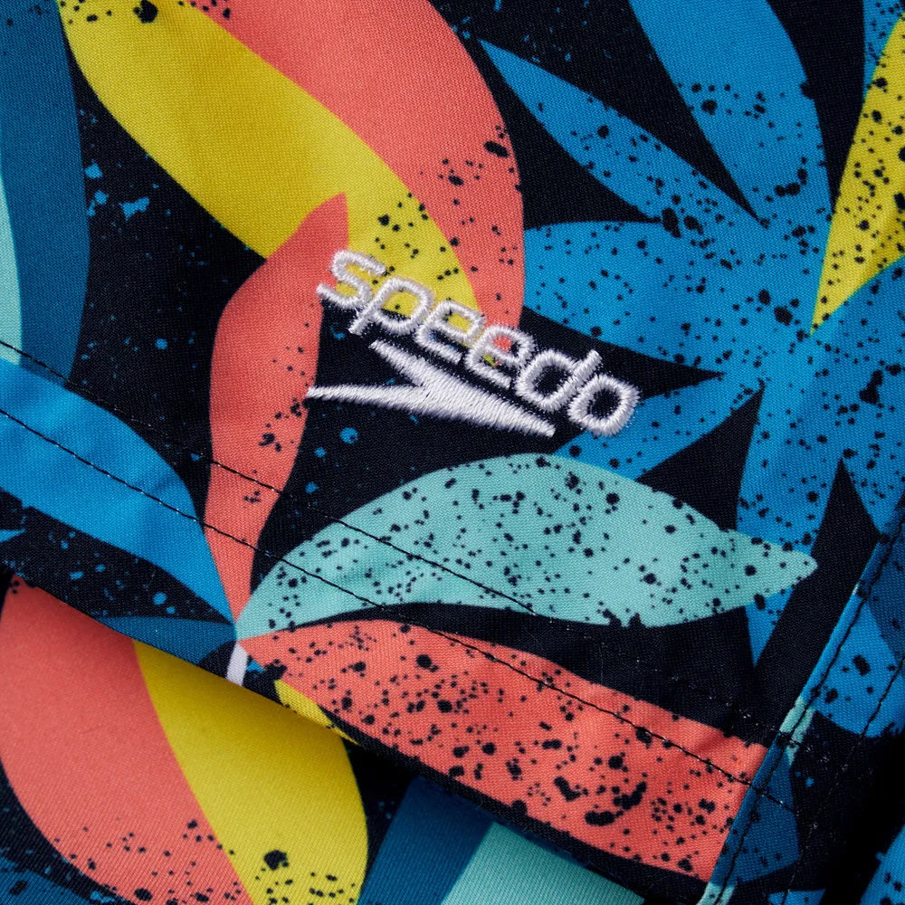 Speedo Boys Printed Leisure 15" Watershort - Blue/Yellow - Allens Swimwear