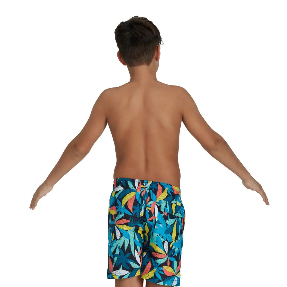 Speedo Boys Printed Leisure 15" Watershort - Blue/Yellow - Allens Swimwear