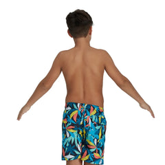 Speedo Boys Printed Leisure 15" Watershort - Blue/Yellow - Allens Swimwear