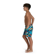 Speedo Boys Printed Leisure 15" Watershort - Blue/Yellow - Allens Swimwear