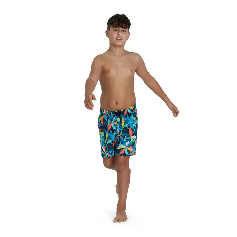 Speedo Boys Printed Leisure 15" Watershort - Blue/Yellow - Allens Swimwear