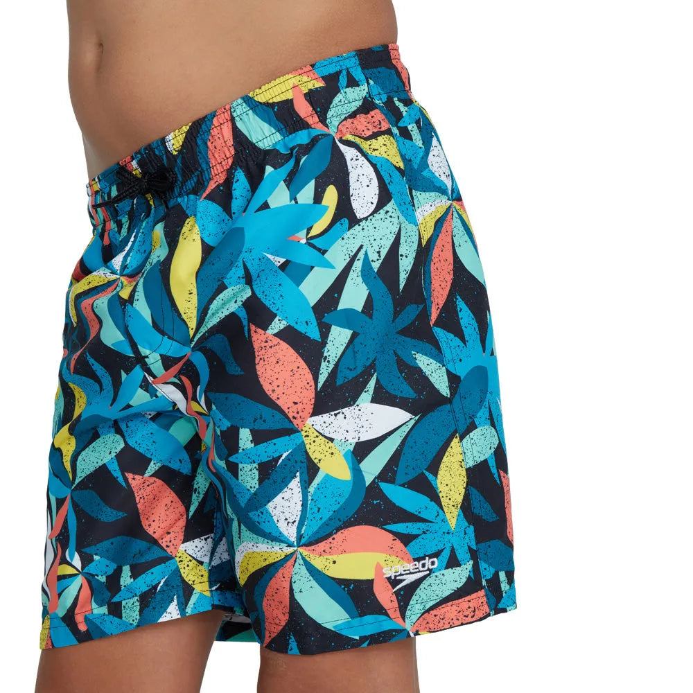 Speedo Boys Printed Leisure 15" Watershort - Blue/Yellow - Allens Swimwear