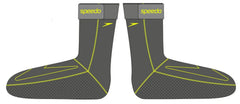 Black Speedo OW swim socks with snug fit and textured soles, designed for comfort and grip in the water.