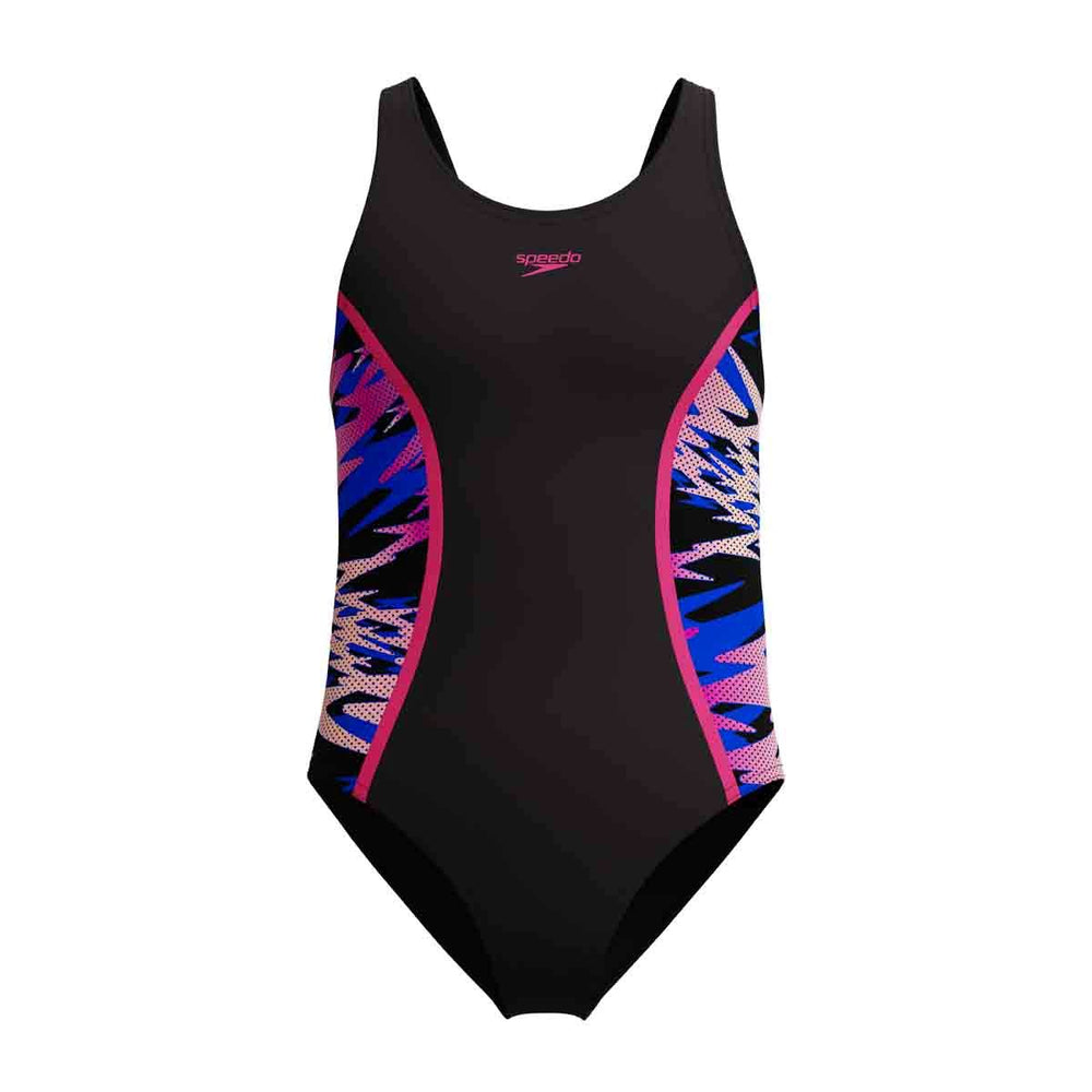Speedo Girls HyperBoom Splice Muscleback Swimsuit - Anthracite/Margarita Pink | Allens Of Kingsbury
