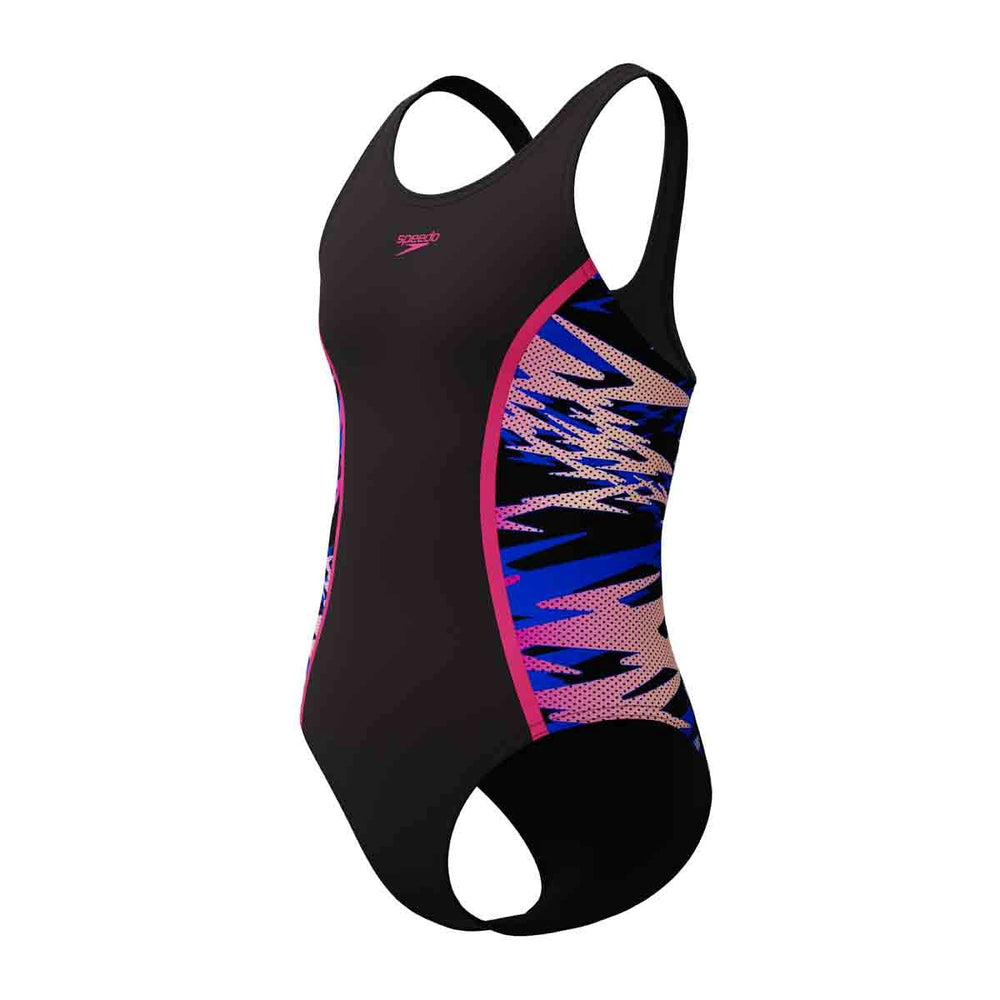 Speedo Girls HyperBoom Splice Muscleback Swimsuit - Anthracite/Margarita Pink | Allens Of Kingsbury