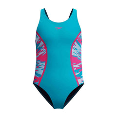 Speedo Girls HyperBoom Splice Muscleback Swimsuit - Mayan Blue/Margarita Pink | Allens Of Kingsbury