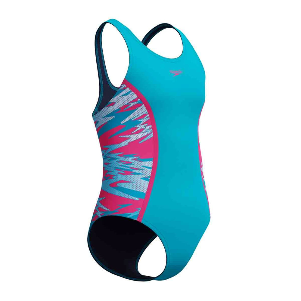 Speedo Girls HyperBoom Splice Muscleback Swimsuit - Mayan Blue/Margarita Pink | Allens Of Kingsbury
