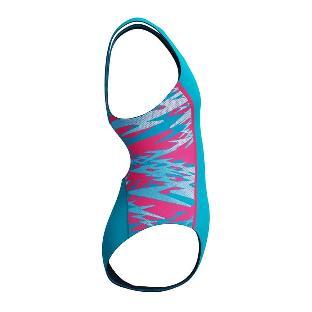 Speedo Girls HyperBoom Splice Muscleback Swimsuit - Mayan Blue/Margarita Pink | Allens Of Kingsbury