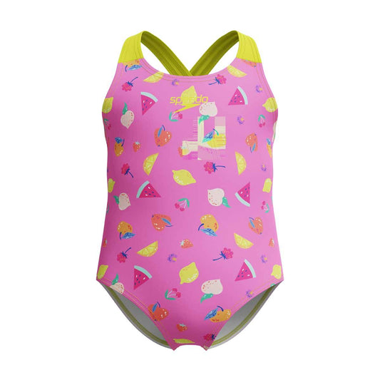 Speedo Girls Printed Crossback 1 Piece Swimsuit - Neon Flamingo | Allens Of Kingsbury 1200